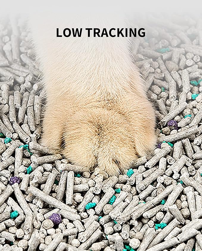 PETKIT Mixed Cat Litter Fast Clumping,Flushable,Ultra Absorbent, 100% Natural Ingredients Litter,Water Dissolvable,Really Dust-Free,Low Tracking Bentonite Tofu Litter ( 7.9 lb×4 Bags)
