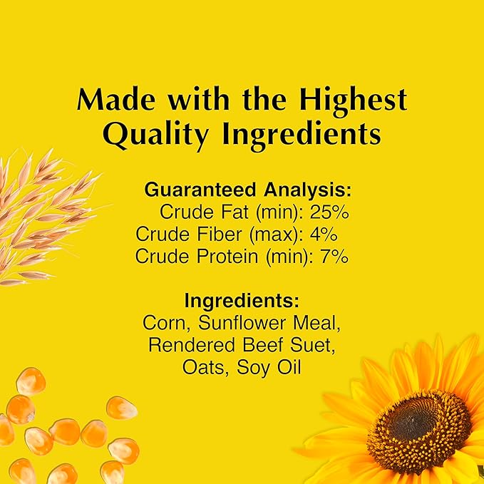 C&S Sunflower Suet Nuggets, Suet Nuggets for Wild Birds, 8 Lbs