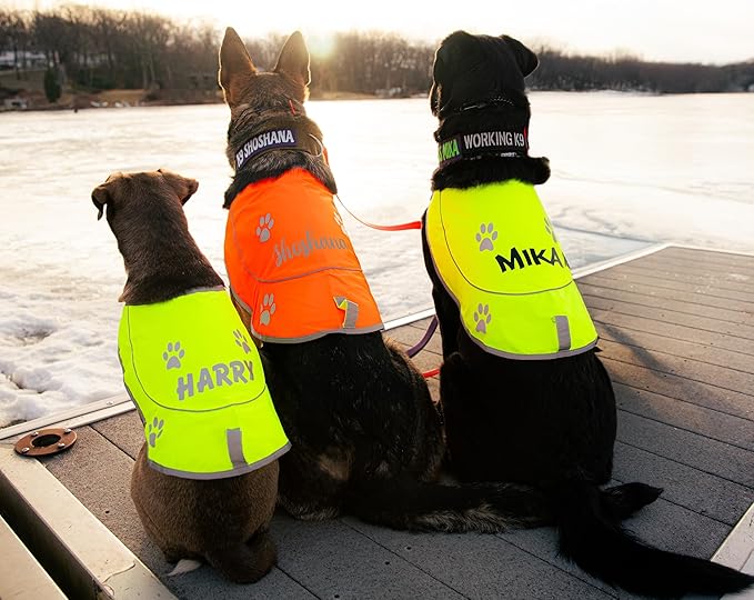 Custom Reflective Dog Vest High Visibility Reflective Jacket for Dogs Hunting Safety Gear with Elastic Strap & Clasp, Comfortable, Perfect for Day and Night Walks!