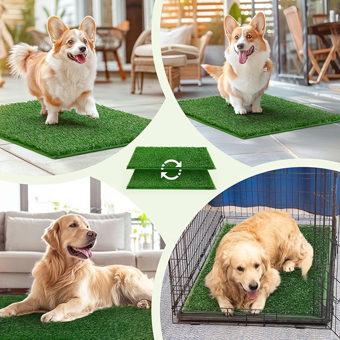 LOOBANI Dog Grass Pee Pads, Artificial Dog Grass Pads for Potty Tray, Fake Grass for Dogs to Pee On, Outdoor Indoor Pee Grass for Dog Potty (18.1*28.1 inch)