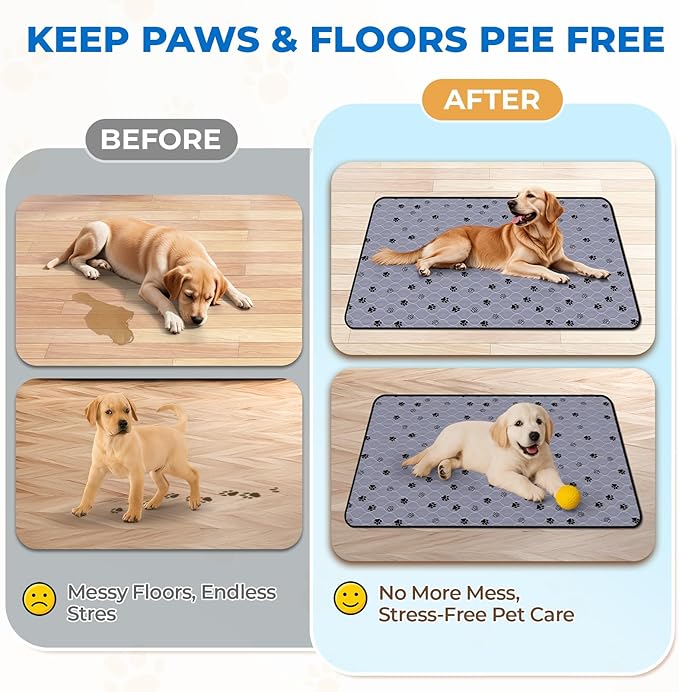 Fostanfly Non-Slip Washable Pee Pads for Dogs, 2 Pack Large 63"x63" Ultra-Absorbent and Leak-Proof Reusable Potty Training Pads for Dogs and Cats Puppy Pads