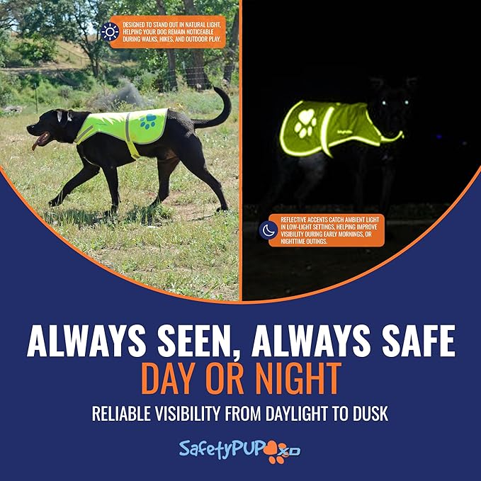 Dog Reflective Vest – Hi-Vis Fluorescent Visibility That Helps to Safeguard Your Pet On/Off Leash in Urban & Rural Areas (Yellow, X-Small)