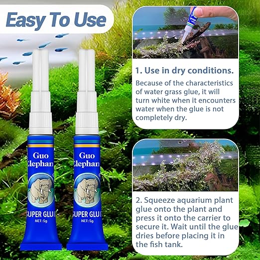 Aquarium Glue Fish Safety, 25Pcs Coral Reef Glue for Plants Moss, Coral, Stone, Wood Aquascaping, Quick Drying (25)