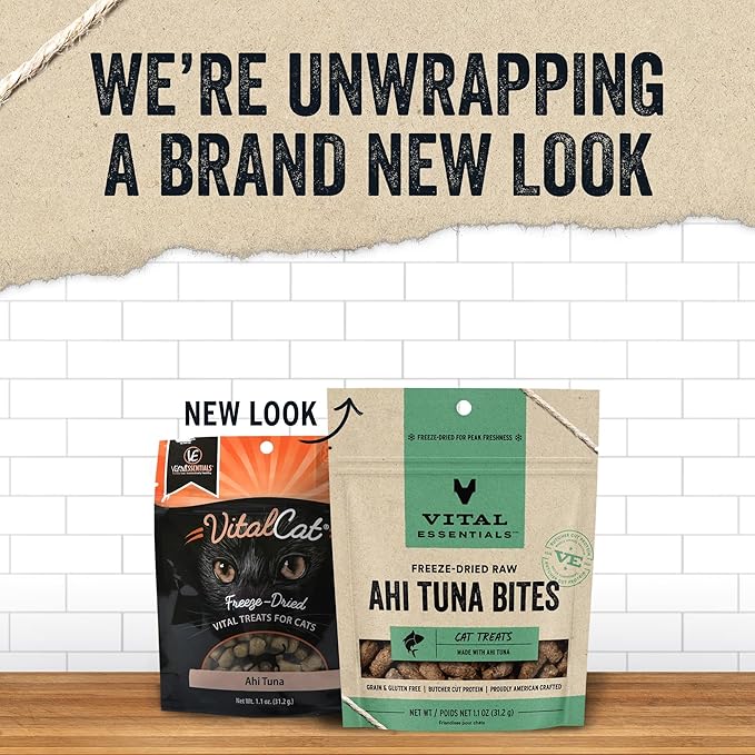 Vital Essentials Ahi Tuna Bites Cat Treats, 1.1 oz | Freeze-Dried Raw | Single Protein | Grain Free, Gluten Free, Filler Free