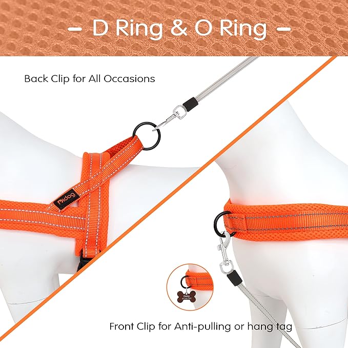 Didog No Pull Dog Harness with Soft Mesh Padded,Reflective & Quick Fit Light Weight Dog Strap Vest Harness,Easy for Walking Training (XS:Chest 15-18", Orange)