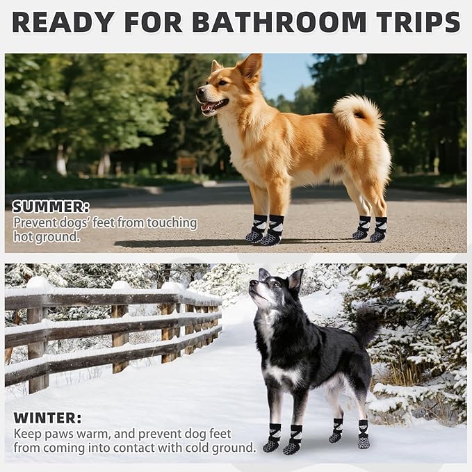 KOOLTAIL Dog Socks for Hot Pavement, Summer Breathable Dog Socks to Prevent Licking Paws, Non Slip Pet Boots& Paw Protectors for Hardwood Floor,Grippy Shoes for Small Medium Large Senior Dogs,Black XL