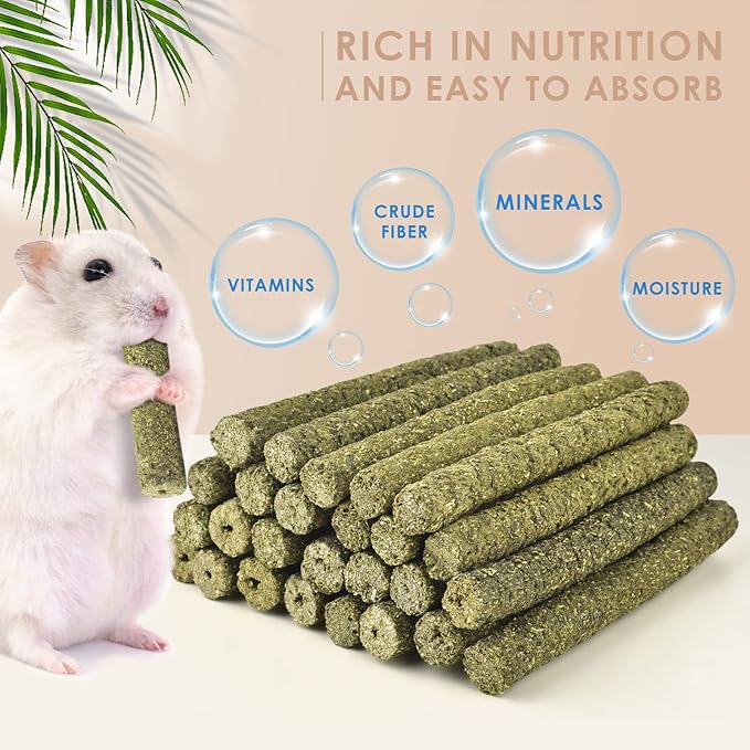 Bissap 76PCS Rabbit Chew Sticks, Mixed Natural Timothy Hay Flower Rose Dahlberg Daisy and Forget-me-not Chew Toys Treats for Bunny Chinchilla Guinea Pig Hamster and Other Small Pets Molar Snacks
