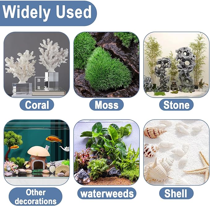3 PCS Aquarium Glue, Aquarium Aquascape Aquatic Plants Coral Glue, Safety and Quick-Drying, Reef Glue Suitable for Aquatic Plants, Moss, Coral, Stones, Shells, Fresh Water and Salt Water All Can Be Us