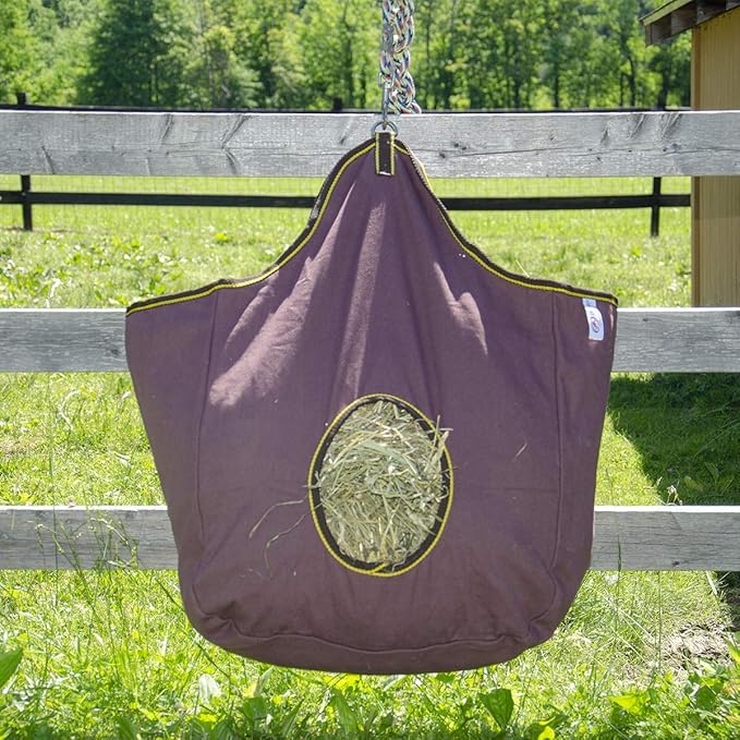 Derby Originals Large 24 OZ Canvas Horse Hay Bag 2 Sided Combo Design X Wide Gusset and 6 Month Warranty