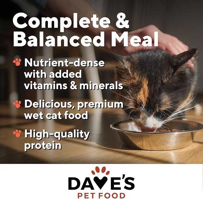Dave's Pet Food Grain Free Wet Cat Food (Tuna & Chicken Dinner in Gravy), Naturally Healthy Canned, Added Vitamins & Minerals, Wheat & Wheat Gluten-Free, 13 oz (12 Pack)