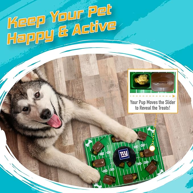 Pets First NFL New York Giants Puzzle Toy - Interactive Dog Treat Puzzle