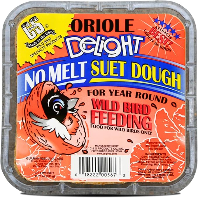 C&S Oriole Delight No Melt Suet Dough 11.75 Ounces 8 Pack