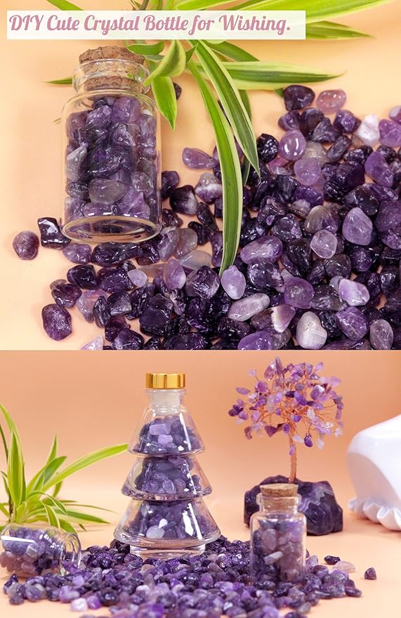 Amethyst Healing Crystal Chips Bulk Gemstones Sets Tumbled Chips Crushed Stones Crushed Crystals Natural Rocks for Fountain Rocks Decoration Reiki Energy Balancing Meditation Aquarium Gravel 0.44lb