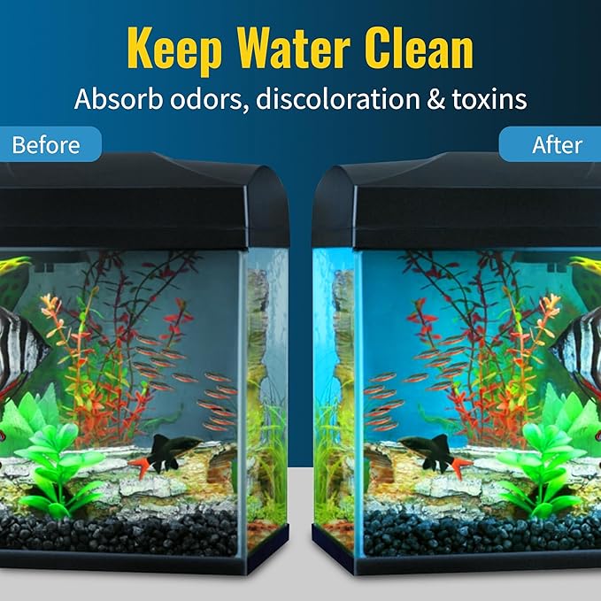 Aquarium Carbon Pad - Cut to Fit Carbon Infused Filter Pad Media for Clean & Clear Fish Tank and Ponds (Carbon filter, 10.5" x 36")