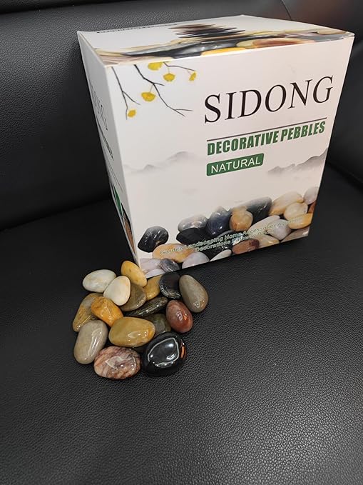 SIDONG 10 LB Mixed River Rocks, 0.4-1.2 Inches Highly Polished Pebbles for Indoor Plants, Decorative Stones for Plants, Fish Tank, Vases, Home Décor, Crafting, Garden Landscaping
