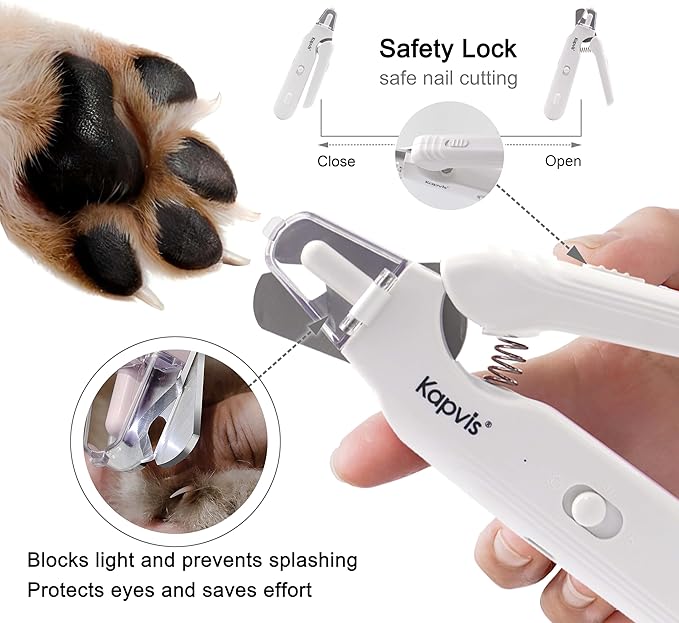 2-in-1 Dog & Cat Nail Clipper and Grinder,LED Lights & Safety Guard for Large Medium Small Dogs Cats Claw Trimmer,Claw Grooming Tool for for Cats and Small Dogs