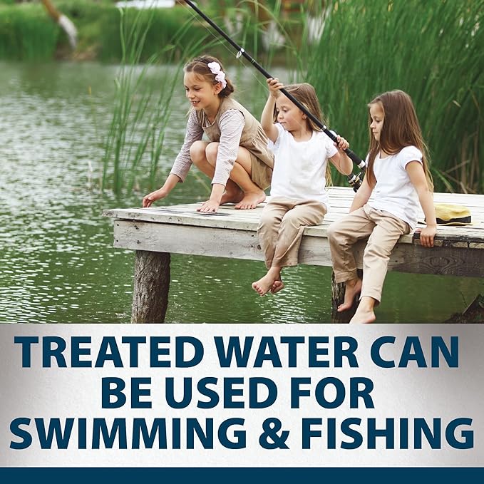 Airmax Pond Dye Plus, Nature's Blue Colorant & Natural Beneficial Bacteria, Large Pond & Lake Water Clarifier & Color Treatment, Shade Plants & Algae from Sunlight, Fish & Livestock Safe, 1 Gallon