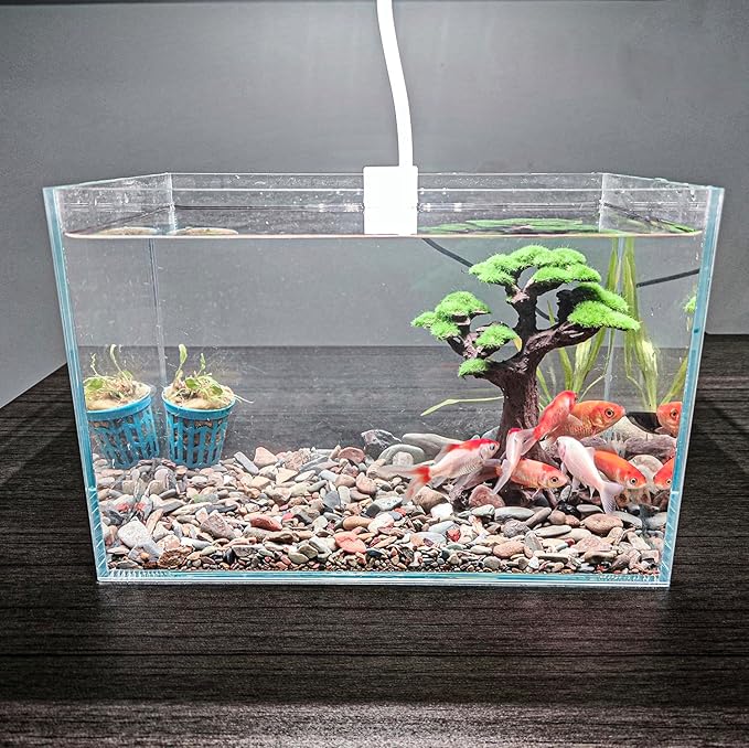 Novelsite Fish Tank Decor- Small Bonsai Trees with Faux Moss- Aquarium Decoration Aqua scaping- Made of Sandstone, Goldfish Betta Fish Tank Decorations