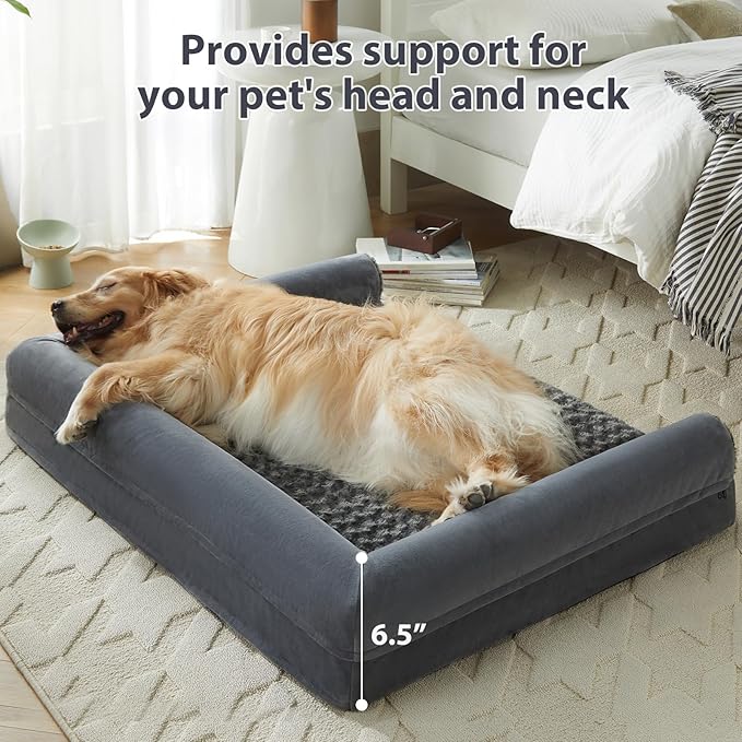 BFPETHOME Dog Beds for Large Dogs, Orthopedic Dog Bed for Medium Large Dogs,Big Waterproof Couch Pet Bed with Removable Washable Cover