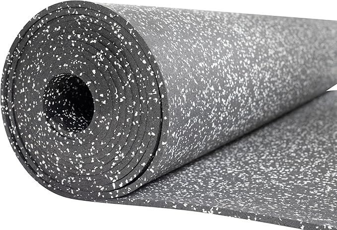 Playsafer Genaflex Rubber Gym Floor Mat, Heavy Duty Commercial Protective Gym Flooring Roll - 8mm Thick (10% Grey, 4' X 10')