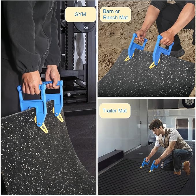 Heavy Duty Stall Mat Gripper, a Pair of Mat Mover Tool - Effortless Remover for Thick Rubber Mats in Horse Stalls, Barn, Gym, Trailer - Easy Lift & Move to Save Your Back