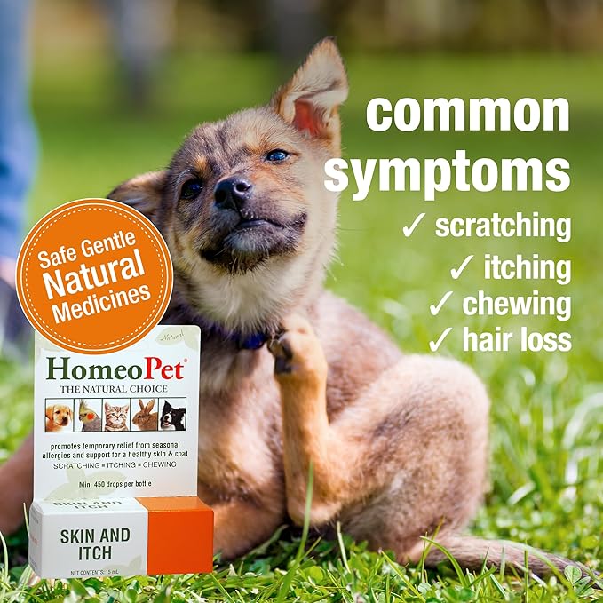 HomeoPet Skin and Itch, Safe and Natural Itch Relief for Dogs and Cats, Coat and Skin Soother for Pets, 15 Milliliters