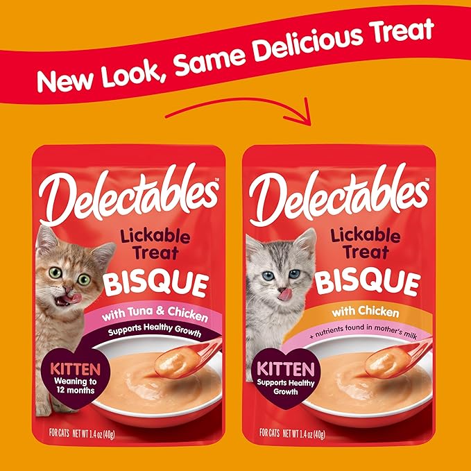 Delectables Bisque Kitten Lickable Wet Cat Treats - Tuna & Chicken (pack of 12) ( Packaging May Vary )