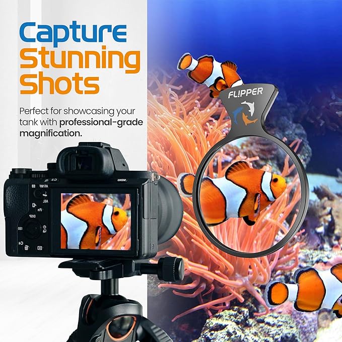 FL!PPER Flipper DeepSee Viewer MAX 5" Black - Coral and Fish Magnifier for Reef Tank and Freshwater Aquarium Photography and Videography - Magnetic Magnifying Glass