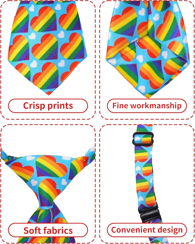 PET SHOW 10 Pack Pride Month Dog Ties Neckties for Large Medium Dogs Rainbow Neck Ties Bowties Girl Boy Pets LGBT Costumes Dog Adjustable Holiday Grooming Accessories Wedding Party Gift Favor