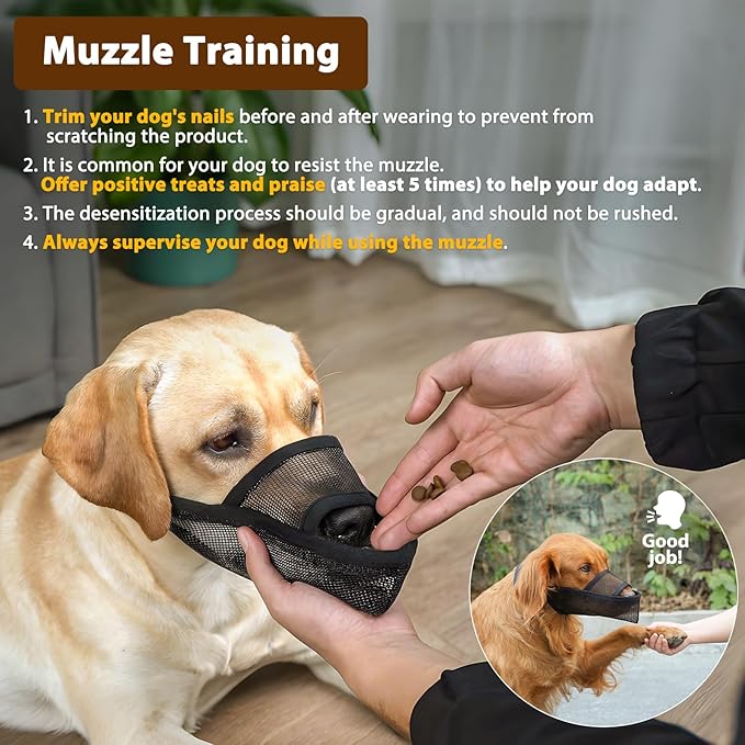 Crazy Felix Nylon Dog Muzzle for Small Medium Large Dogs, Air Mesh Breathable and Drinkable Pet Muzzle for Anti-Biting Anti-Barking Licking (XL, Beige)