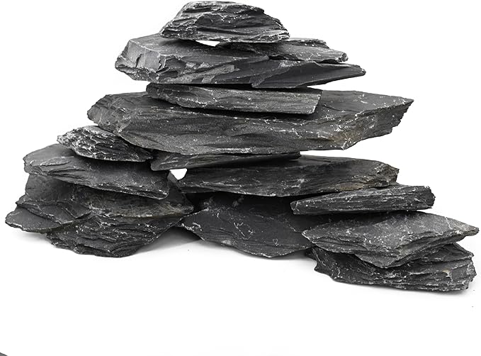 Unocho Aquarium Rocks 5lb Natural Slate Rocks for Aquarium Aquascaping,Terrariums,Paludariums,Reptile Enclosures,Wargaming, Model Railroads, Miniature or Fairy Gardens-2 to 4 inches