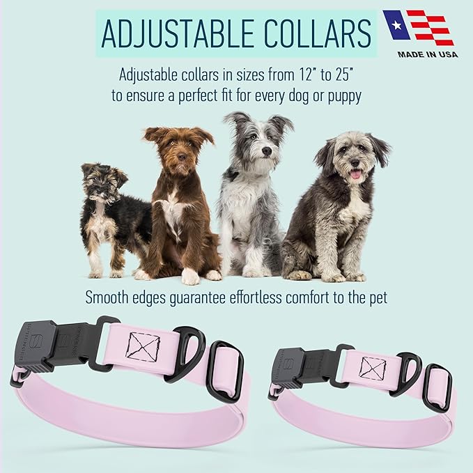 Dogline Biothane Waterproof Dog Collar with Herm Sprenger Black Stainless Steel Quick Release Buckle – Heavy Duty Tactical Durable Collar for Dogs – Comfortable and Safe Pet Collar, W 3/4" L 12-19"