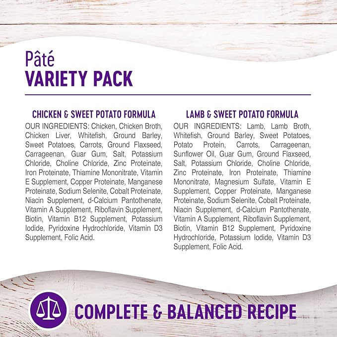 Wellness Wet Canned Dog Food, Pate Variety Pack, 12.5 Ounce Can (Pack of 6)
