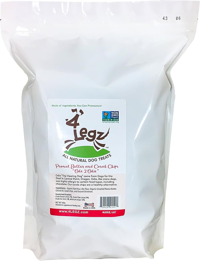 Peanut Butter & Carob Chips Dog Treats – Healthy, Crunchy, Vegan Biscuits with Whole & Real Ingredients – All Natural & USA‐Baked, 4 Pound Bag