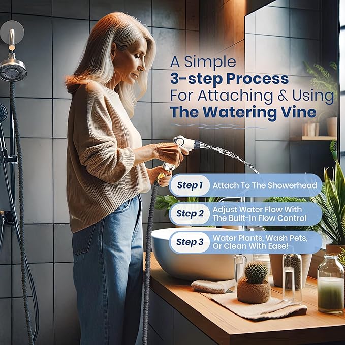 Indoor Hose Attachment with Handheld Sprayer for Dog Washing, Plant Watering, and Cleaning (25 FT) Long Hose with Universal Shower Head Adapter and Dog Shower Attachment
