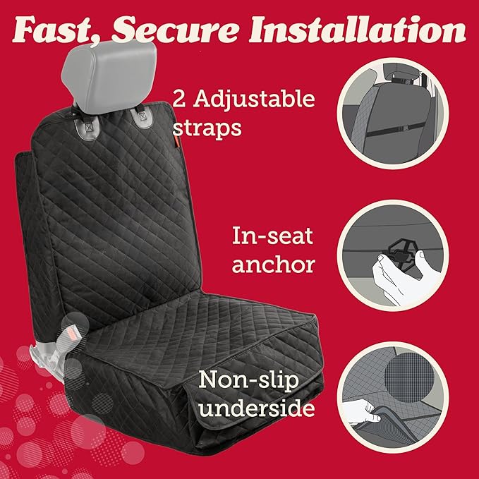 Lusso Gear Dog Car Seat Cover for Front Seat (2 Pack) - 100% Waterproof, Nonslip - Full Protection for Passenger Chair, Captain Chairs - Rear Seat Protector for Dogs - Fits Cars, Trucks, SUVs