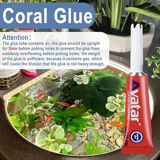3 PCS Aquarium Glue, Aquarium Aquascape Aquatic Plants Coral Glue, Safety and Quick-Drying, Reef Glue Suitable for Aquatic Plants, Moss, Coral, Stones, Shells, Fresh Water and Salt Water All Can Be Us