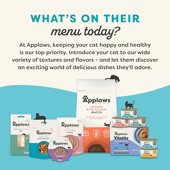 Applaws Vitality Wet Cat Food Paté, Natural Canned Cat Food, Wet Food for Cats with Added Vitamins and Minerals, Grain Free, Carrageenan Free, Tuna Fillet (24 Count, 5.5oz Cans)