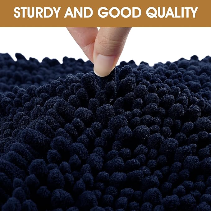 IM HOME 36" x 24" Navy Blue Dog Door Mats for Muddy Paws, Chenille Absorbent Dog Mat, Non Slip Heavy Mud Mat for Dogs, Soft Pet Bed Mat for Entryway, Mud Paws, Inside Floor