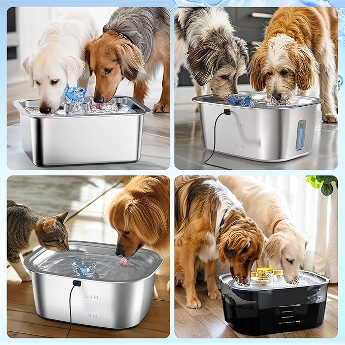Dog Water Fountain Filters Replacement 4 Packs, 2 Months Set of Replacement Filter with 2 Sponges for PETNF Large Pet Dog Water Fountain Bowl Dispenser, Compatible with D2341/D2223/D2322/D2419 Models