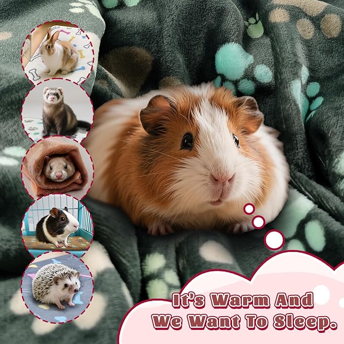 6 Pcs Washable Guinea Pig Blankets Absorbent Small Animal Fleece Bedding Waterproof Cage Liners Reusable Pet Pee Pad Sleep Mat Cover for Rabbit Rat Hamster Ferret Chinchilla Hedgehog (16"x24")