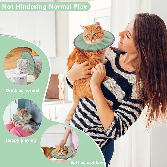 Lightweight Cat Cone Collar Soft, Soft Comfortable Cat Recovery Collar After Surgery, Elizabethan E Collar for Cats, Cone for Cats to Stop Licking (Mint Green, Medium)