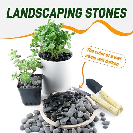 5 lbs Mexican Beach Pebbles, 0.4-1 Inch Natural River Rocks for Indoor Plants Vase Fish Tank Aquarium Fountain, Decorative Stone for Landscaping Garden Paving Walkways Backyard, Grey