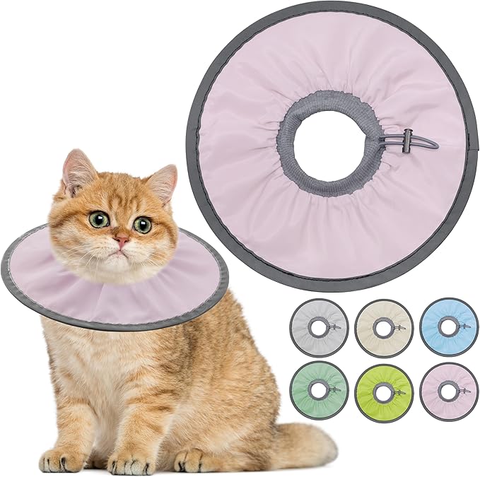 Lightweight Cat Cone Collar Soft, Soft Comfortable Cat Recovery Collar After Surgery, Elizabethan E Collar for Cats, Cone for Cats to Stop Licking (Pale Pink, Small)
