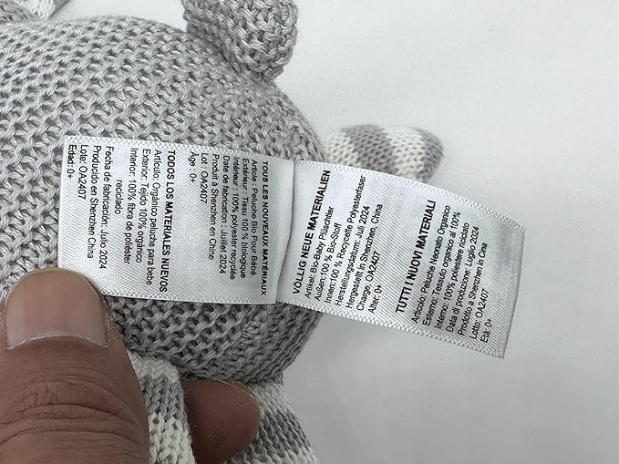 Organic Baby Toys Grey Bunny Rabbit Stuffed Animal 7.1"