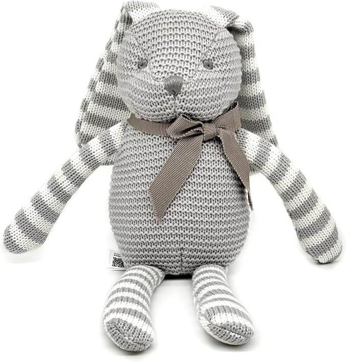 Organic Baby Toys Grey Bunny Rabbit Stuffed Animal 7.1"