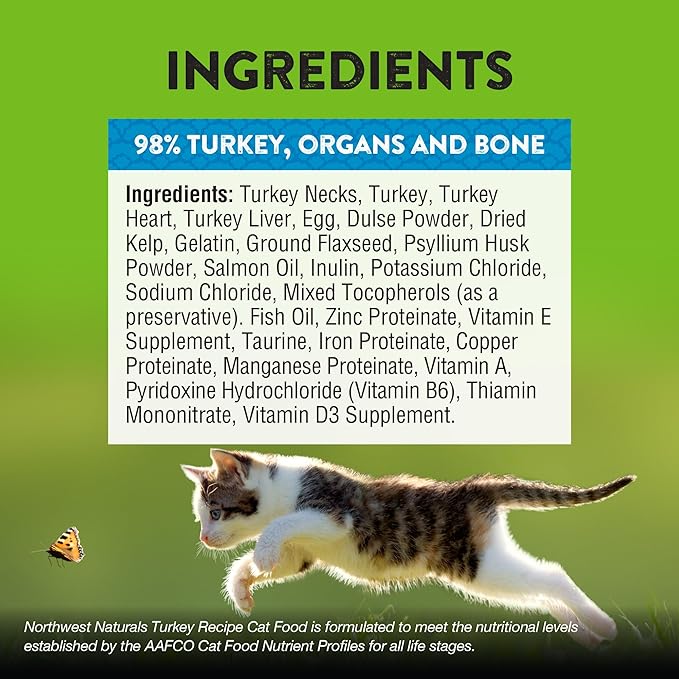 Northwest Naturals Freeze-Dried Turkey Cat & Kitten Food – Bite-Sized Nibbles – Healthy, Limited, Human-Grade Ingredients, All-Natural, High-Protein Raw Diet – Complete & Balanced, Made in USA, 11 oz