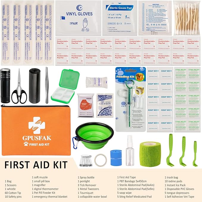 Pet First Aid Kit for Dogs & Cats - Dog First Aid Kit Pet Emergency Kit with First Aid Supplies for Home Camping Hiking Traveling