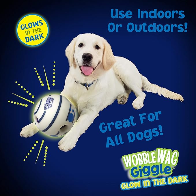 Wobble Wag Giggle Glow in The Dark | Rolling Enrichment Toy for Playtime, Interactive Play for Indoor or Outdoor, Keeps Dogs & Puppies Large, Medium or Small Busy & Moving, As Seen on TV | Pack of 1