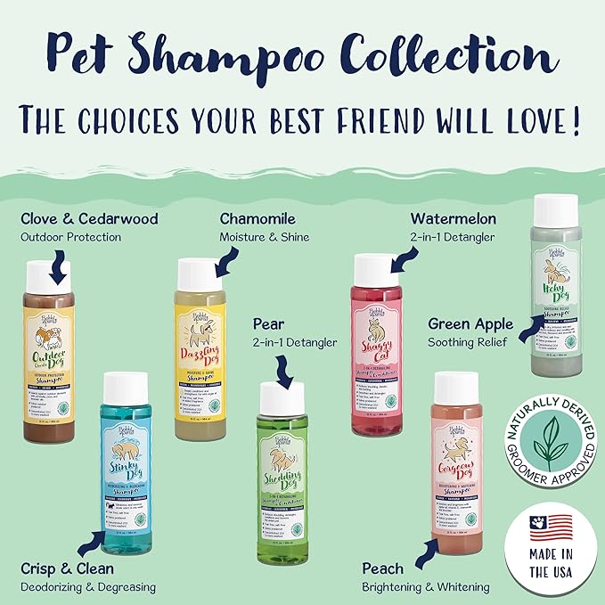 Bobbi Panter Dog Shampoo - Made in USA - All Natural Formula for Itch Relief & Soothing Skins, Concentrated 16:1 for Professional Groomers - Green Apple Scent, 13 Oz